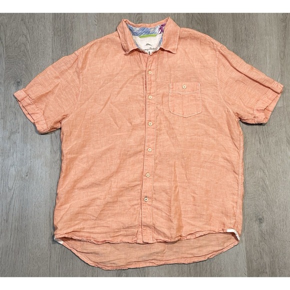 Tommy Bahama Other - Tommy Bahama Relax Button Down Shirt Men L Orange Short Sleeve Lightweight